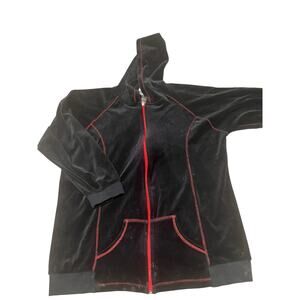 🦇 Cyber-Y2K Velour Zip Hoodie | Red Contrast Stitch | 3X 🔴